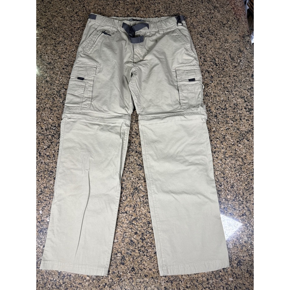 BC Clothing Mens Convertible Cargo Pants Khaki Tan Zip Off Shorts Size M 30x29